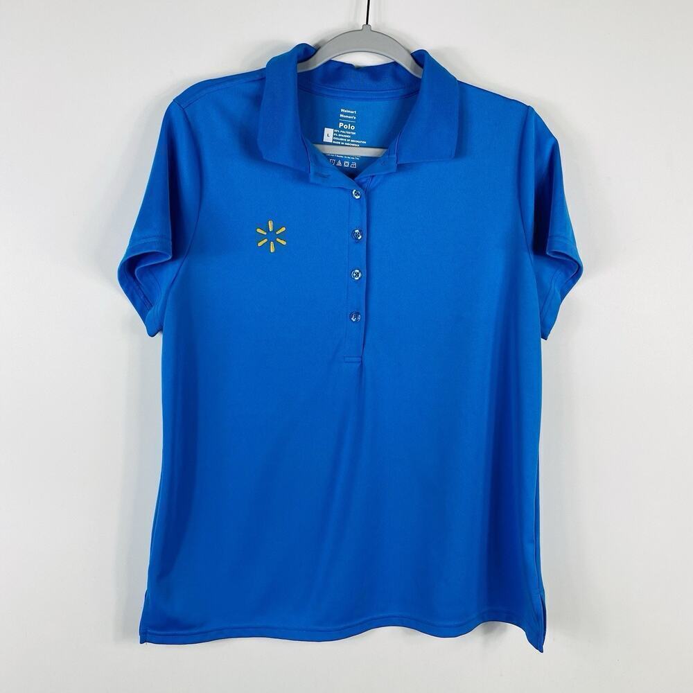Walmart Women's Size Large Employee Short Sleeve Polo Shirt Blue